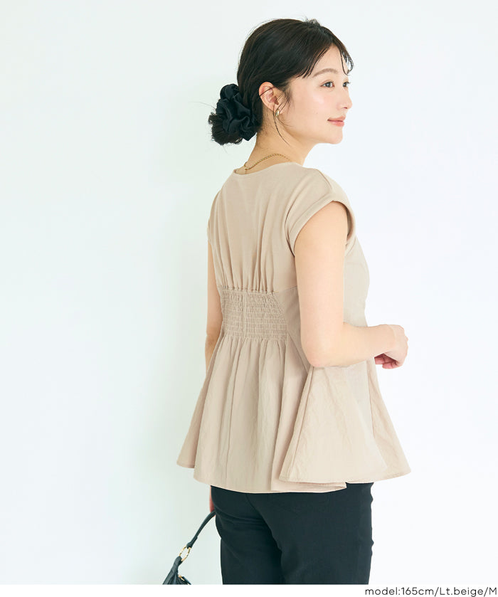 氣質假兩件抹胸法式袖娃娃衫 (Peplum T-Shirt)