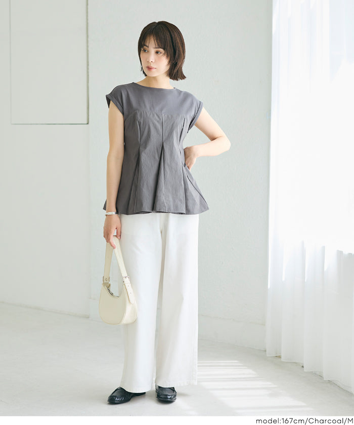 氣質假兩件抹胸法式袖娃娃衫 (Peplum T-Shirt)