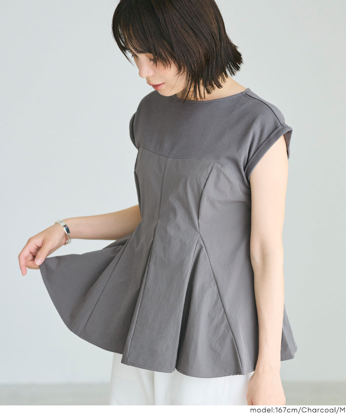 氣質假兩件抹胸法式袖娃娃衫 (Peplum T-Shirt)