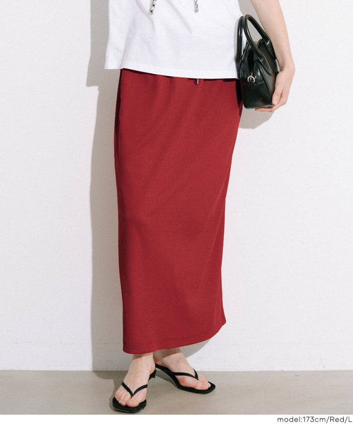 螺紋百褶直筒休閒裙