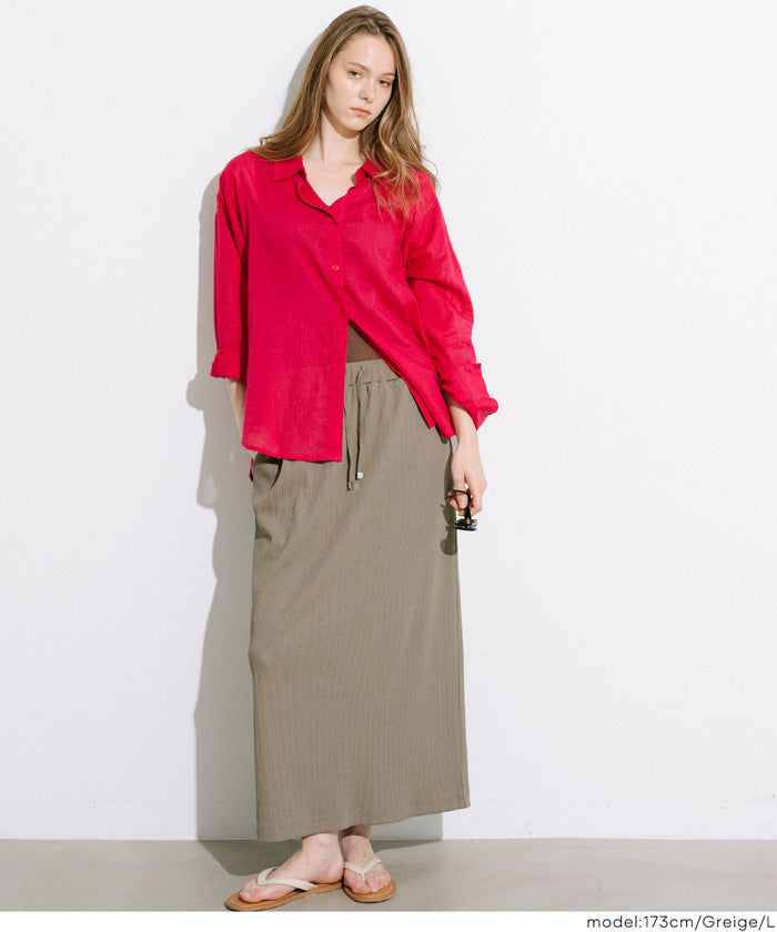 螺紋百褶直筒休閒裙