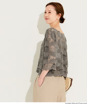 日系鉤針棉質五分袖上衣