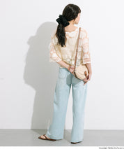 日系鉤針棉質五分袖上衣