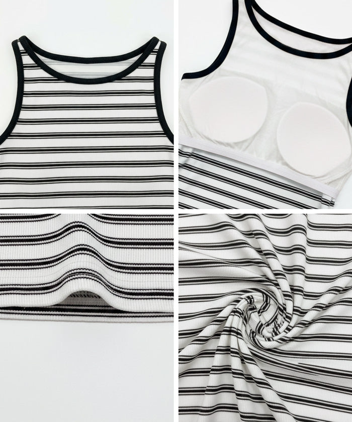 【OUT BRA】條紋船領背心 (Border Boat Neck Bra Top)