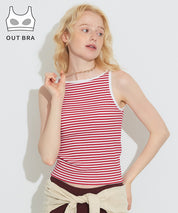 【OUT BRA】條紋船領背心 (Border Boat Neck Bra Top)