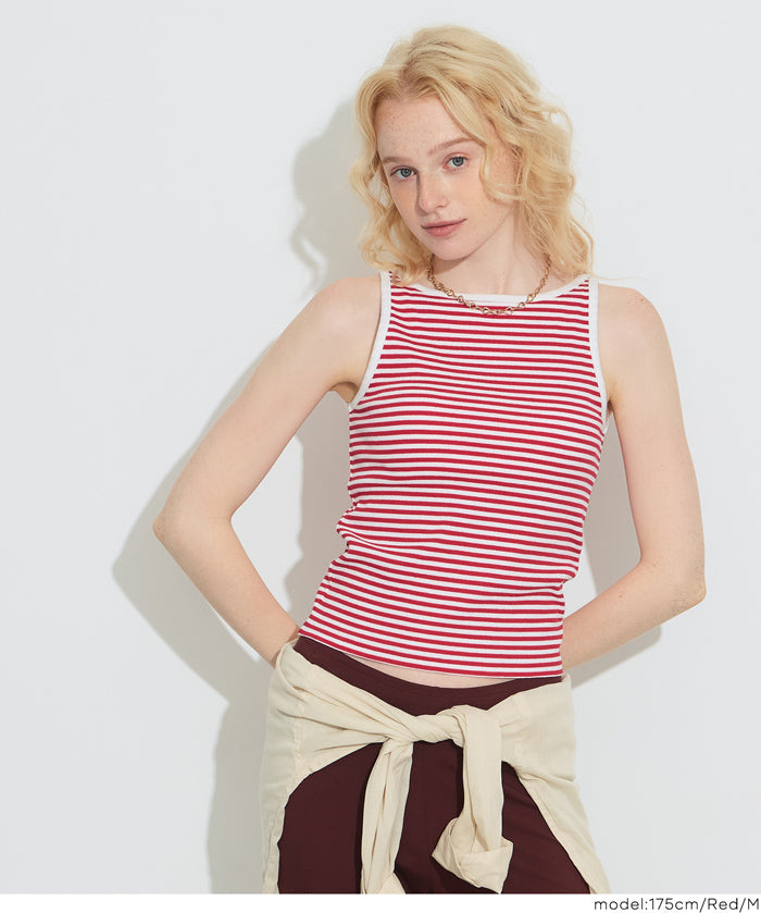 【OUT BRA】條紋船領背心 (Border Boat Neck Bra Top)