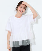日系甜美薄纱罩衫設計短袖上衣 (Silky Touch Tulle Docking Top)
