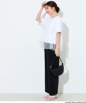 日系甜美薄纱罩衫設計短袖上衣 (Silky Touch Tulle Docking Top)