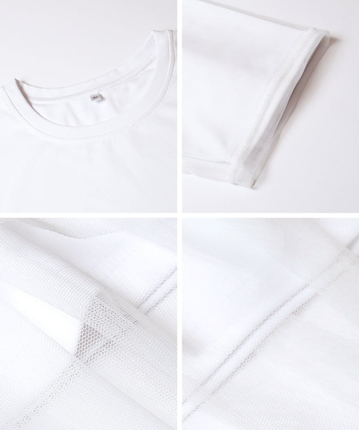 日系甜美薄纱罩衫設計短袖上衣 (Silky Touch Tulle Docking Top)