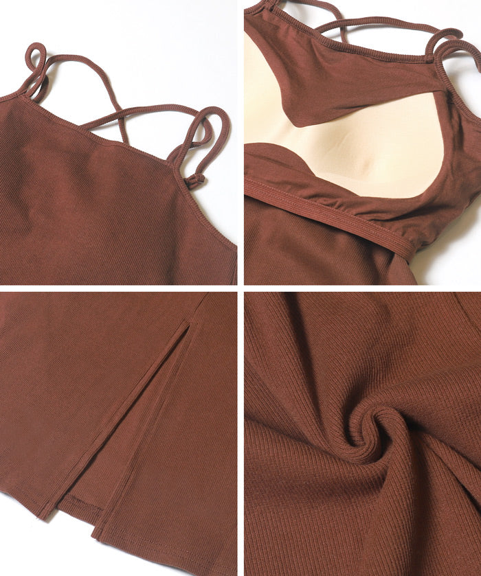 【OUT BRA】帶罩細肩帶連衣裙(Camisole  Bra Top Dress )