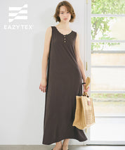 亨利領蕾絲螺紋無袖連身裙 (Ribbed button dress)