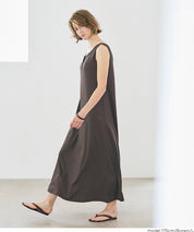 亨利領蕾絲螺紋無袖連身裙 (Ribbed button dress)