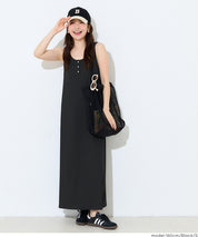 亨利領蕾絲螺紋無袖連身裙 (Ribbed button dress)