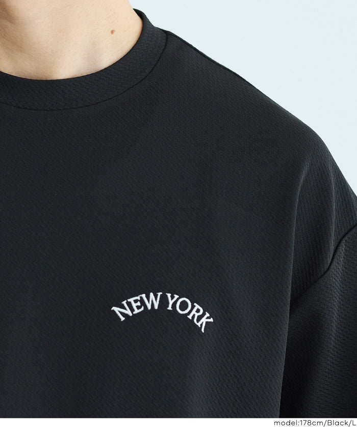 男裝【壓紋機能】刺繡logo短袖上衣 T-shirt