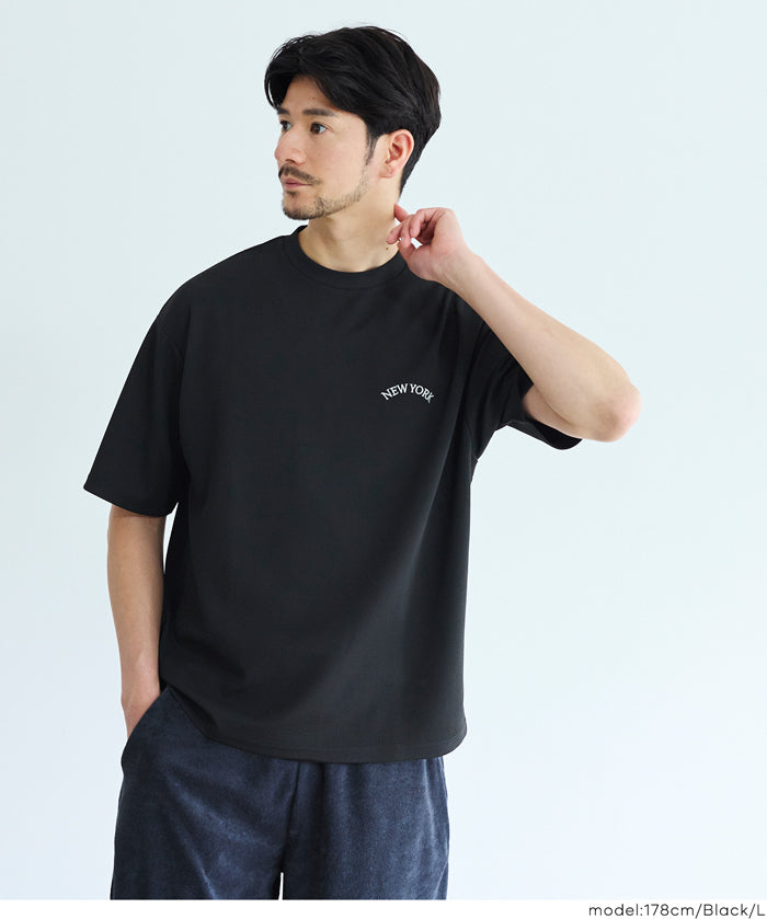 男裝【壓紋機能】刺繡logo短袖上衣 T-shirt