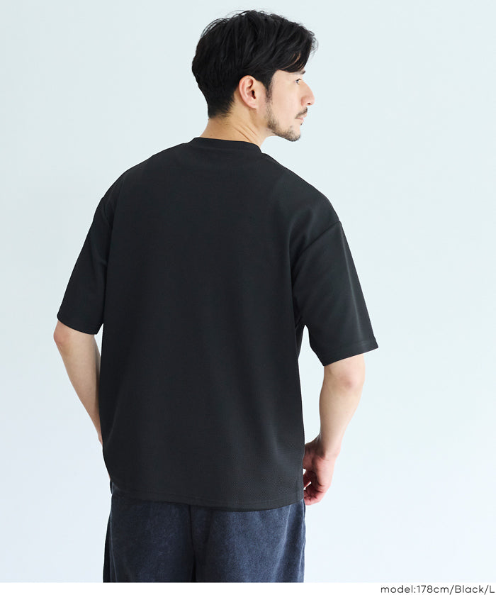 男裝【壓紋機能】刺繡logo短袖上衣 T-shirt