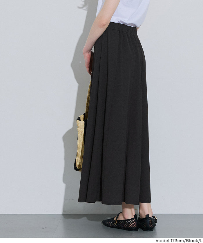 【壓紋機能】輕量A字長裙 附口袋 ( Light Embossed Panel Flare Skirt)