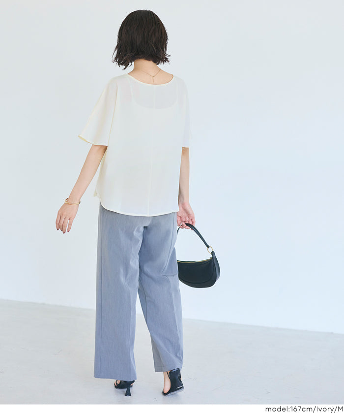 日系通勤V領蝙蝠袖上衣 (V-neck dolman sleeve blouse)