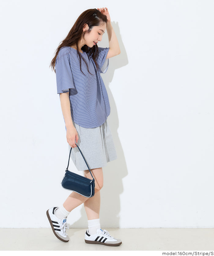 日系通勤V領蝙蝠袖上衣 (V-neck dolman sleeve blouse)