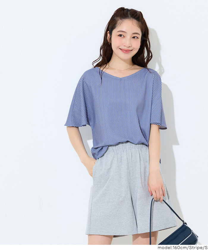 日系通勤V領蝙蝠袖上衣 (V-neck dolman sleeve blouse)
