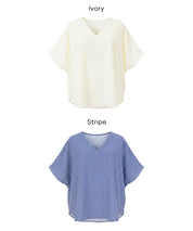 日系通勤V領蝙蝠袖上衣 (V-neck dolman sleeve blouse)