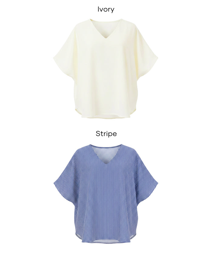 日系通勤V領蝙蝠袖上衣 (V-neck dolman sleeve blouse)