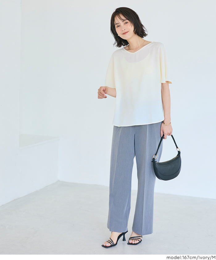 日系通勤V領蝙蝠袖上衣 (V-neck dolman sleeve blouse)