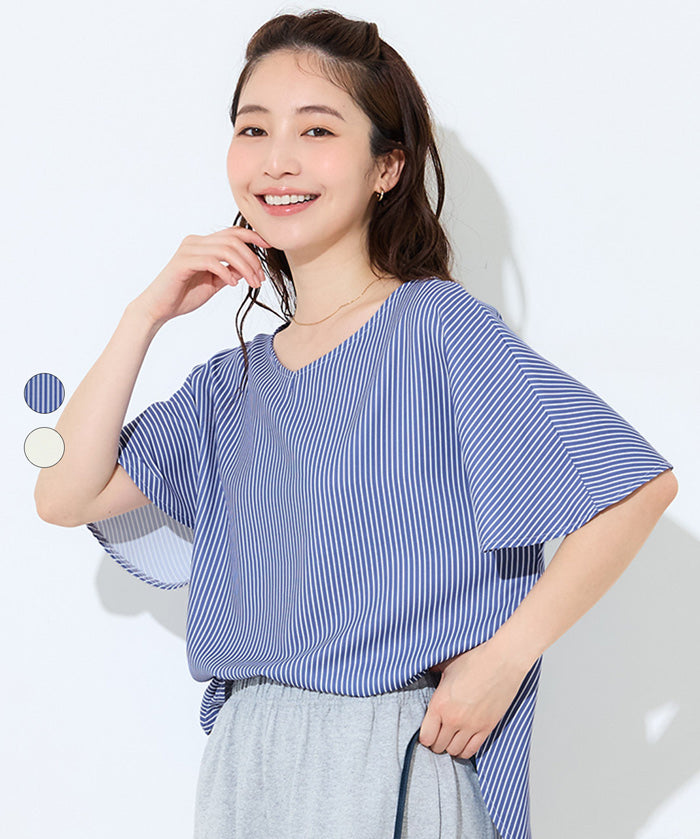 日系通勤V領蝙蝠袖上衣 (V-neck dolman sleeve blouse)