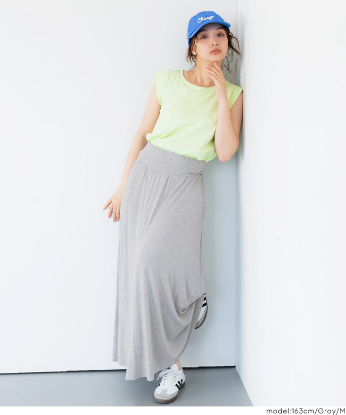 絲柔彈性A字長裙 (Flowy flared skirt)