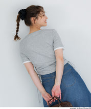 層次收腰綁帶設計感上衣 (Side-gathered layered T-shirt)