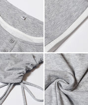 層次收腰綁帶設計感上衣 (Side-gathered layered T-shirt)