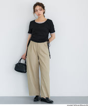 層次收腰綁帶設計感上衣 (Side-gathered layered T-shirt)