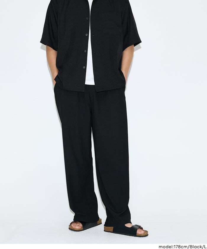 男裝彈性休閒寬褲 (Linen-like striped relaxed shirt)