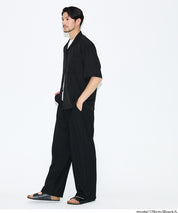 男裝彈性休閒寬褲 (Linen-like striped relaxed shirt)