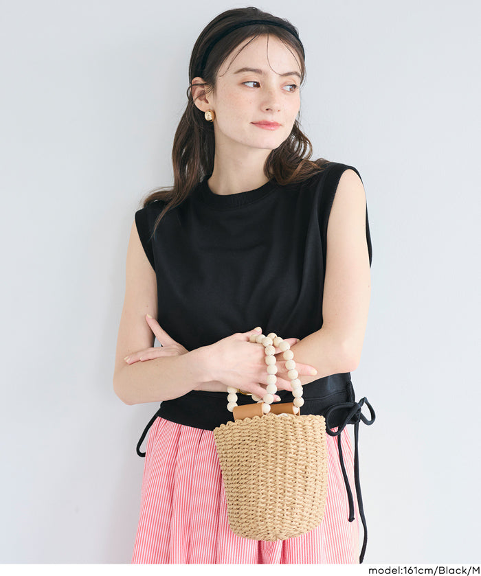 短班側邊綁帶設計無袖上衣 (Side Ribbon Top)