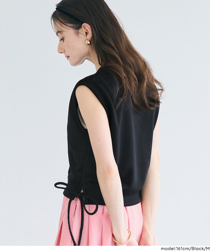 短班側邊綁帶設計無袖上衣 (Side Ribbon Top)