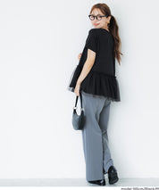 日系雙層蕾絲拼接娃娃短袖上衣 (Tulle-docking gathered T-shirt )