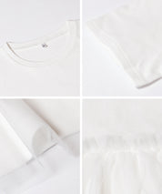 日系雙層蕾絲拼接娃娃短袖上衣 (Tulle-docking gathered T-shirt )