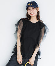 日系層次薄紗蕾絲無袖上衣 (Tulle layered sleeveless T-shirt)
