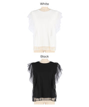 日系層次薄紗蕾絲無袖上衣 (Tulle layered sleeveless T-shirt)