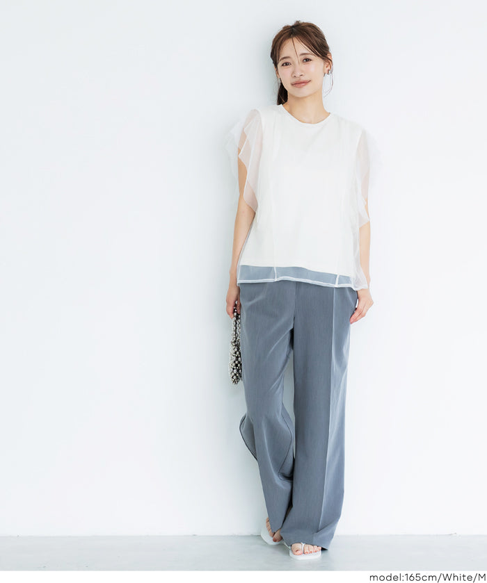 日系層次薄紗蕾絲無袖上衣 (Tulle layered sleeveless T-shirt)