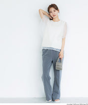 日系層次薄紗蕾絲無袖上衣 (Tulle layered sleeveless T-shirt)