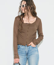 輕薄螺紋U領開衫 (Sheer Rib Cardigan)