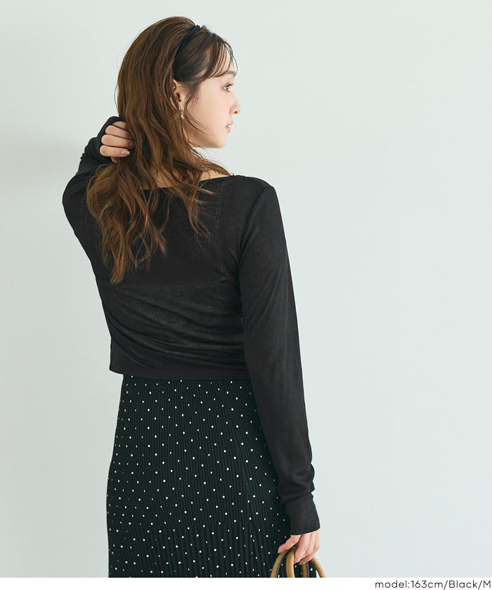 輕薄螺紋U領開衫 (Sheer Rib Cardigan)