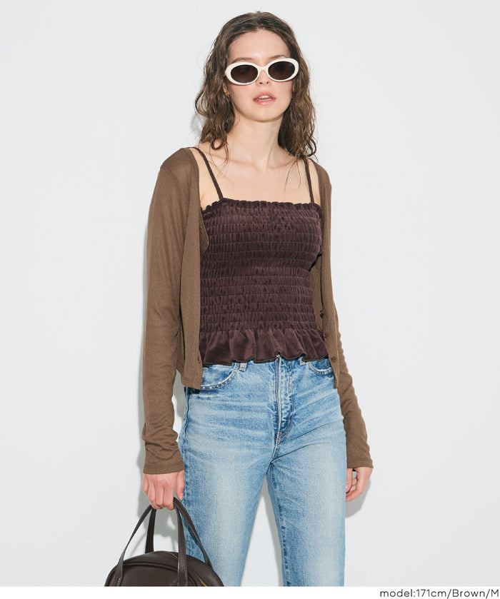 輕薄螺紋U領開衫 (Sheer Rib Cardigan)