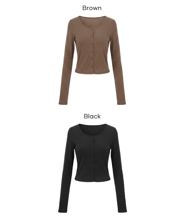 輕薄螺紋U領開衫 (Sheer Rib Cardigan)