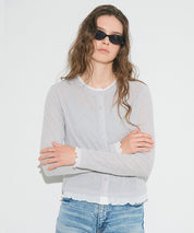 假兩件設計長袖開衫(Sheer Georgette Layered Cardigan)