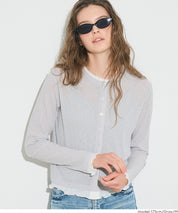 假兩件設計長袖開衫(Sheer Georgette Layered Cardigan)