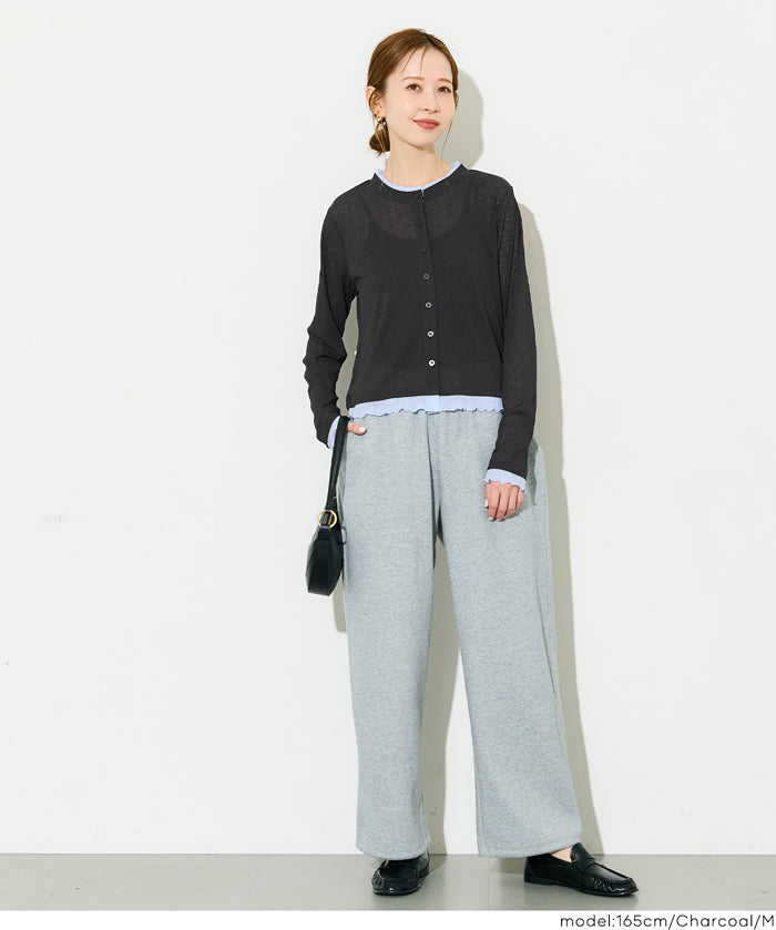 假兩件設計長袖開衫(Sheer Georgette Layered Cardigan)