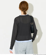 假兩件設計長袖開衫(Sheer Georgette Layered Cardigan)